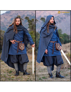 Cappa vichinga medieval in cotone modello Alaric, colore blu 2