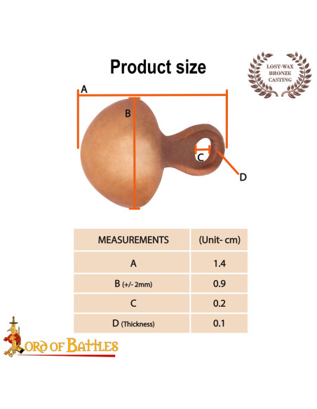 Confezione di 5 bottoni medievali in...