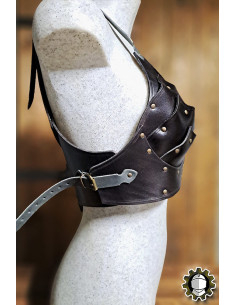 Corsetto medievale in pelle modello Senua, colore nero 2