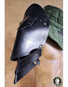 Spalline medievali in cuoio modello Herahi, colore nero 2