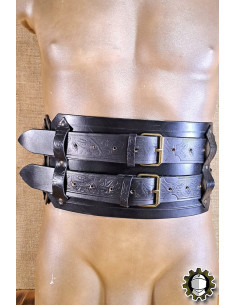 Cintura medieval larga in pelle modello Jaret, colore nero