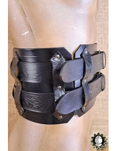 Cintura medieval larga in pelle modello Jaret, colore nero 2