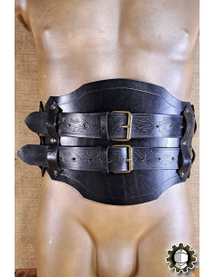 Cintura medieval larga in pelle modello Olympus, colore nero