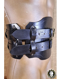 Cintura medieval larga in pelle modello Olympus, colore nero 2