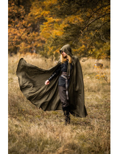 Cappa medieval Mimir verde in lino 2
