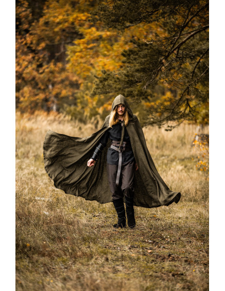 Cappa medieval Mimir verde in lino