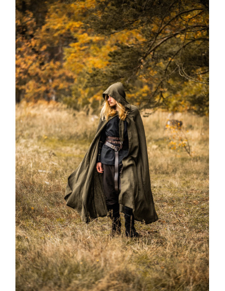 Cappa medieval Mimir verde in lino