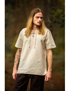 Camicia Medieval Erhart, manica corta, colore Beige
