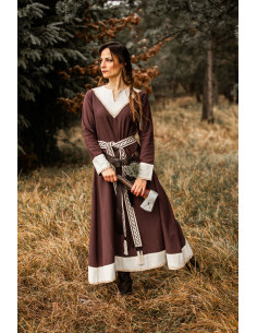 Vestito donna vichinga Jorunn, Marrone e Beige