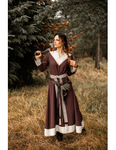 Vestito donna vichinga Jorunn, Marrone e Beige 2