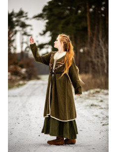 Cappotto vichingo da donna modello Birka Skadi, verde oliva 2