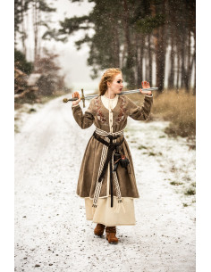Cappotto vichingo per donna Birka Skadi, colore Sabbia