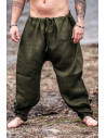 Pantaloni vichinghi in lino Wodan, verde oliva