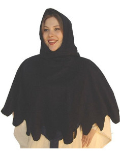 Gugel medieval in lana modello Henri, nero