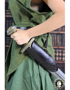 Tahalì medieval in pelle nera modello Jerome
