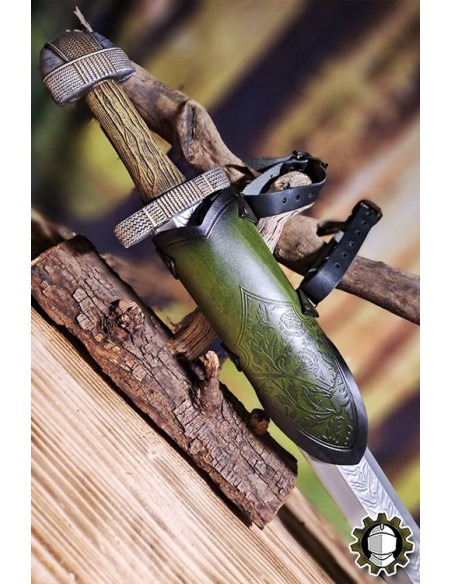 Tahalì medieval in cuoio verde...