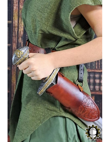 Tahalí medieval in pelle marrone...