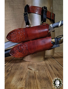 Tahalì medieval doppio in cuoio marrone modello Jerome