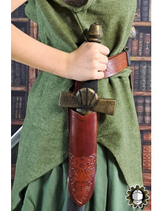 Tahalì medieval per pugnali in cuoio marrone modello Jerome