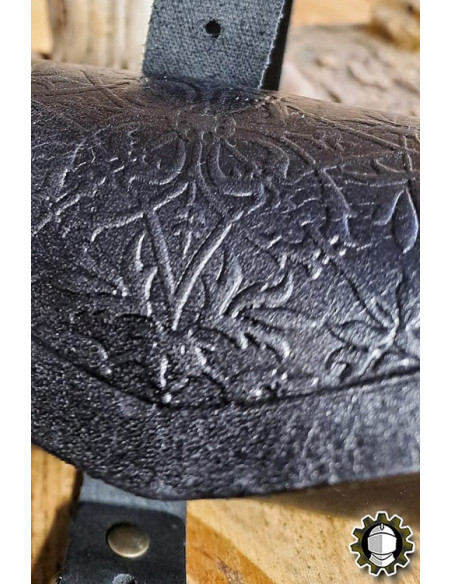 Borsa medievale in pelle nera per 3...