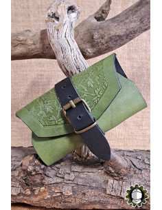 Borsa medievale in pelle verde per 3 pozioni, Tarryon