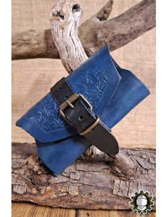 Borsa medievale in pelle blu per 3 pozioni, Tarryon