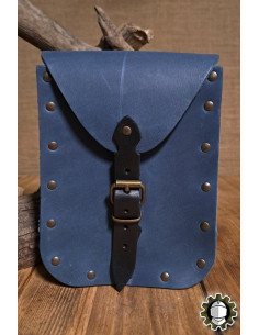 Borsa medievale in pelle blu modello Jerome