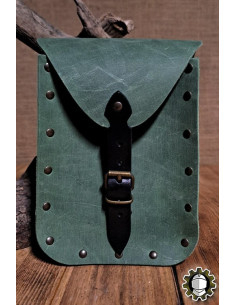 Borsa medievale in pelle verde modello Jerome