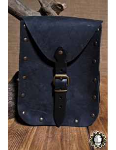 Borsa medievale in pelle nera modello Jerome