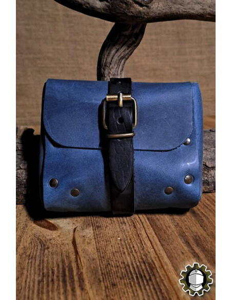 Borsa medievale in pelle blu modello...