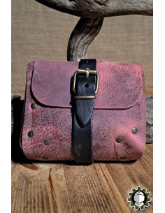 Borsa medieval in cuoio rosso modello Valeron