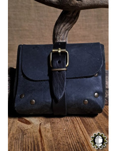 Borsa medievale in pelle nera modello Valeron