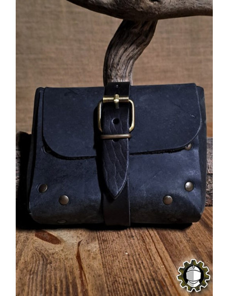 Borsa medievale in pelle nera modello...
