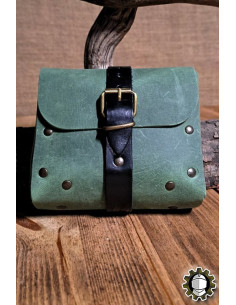 Borsa medievale in pelle verde modello Valeron