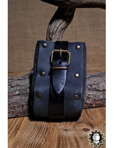 Borsa medieval in pelle nera modello Adam