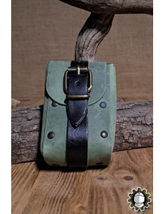 Borsa medieval in pelle verde modello Adam