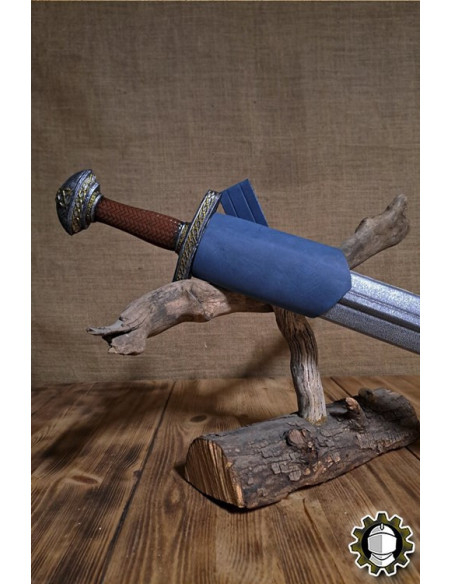 Tahalí spada mano destra cuoio blu