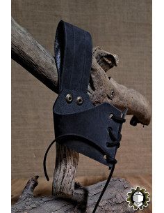 Tahalí in pelle per corno, colore nero