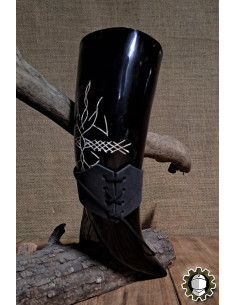 Tahalí in pelle per corno, colore nero 2