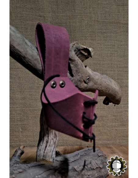 Tahalí in pelle per corno, colore rosso