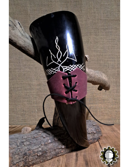 Tahalí in pelle per corno, colore rosso