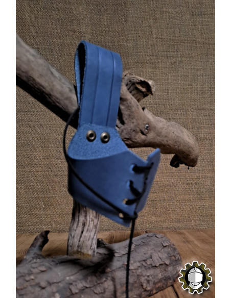 Tahalí in pelle per corno, colore blu