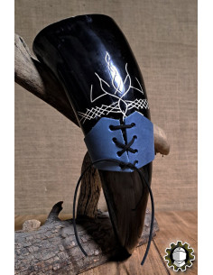 Tahalí in pelle per corno, colore blu 2