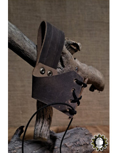 Tahalí in cuoio per corno, color marrone