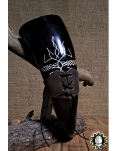 Tahalí in cuoio per corno, color marrone 2