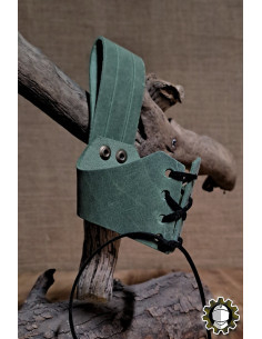 Tahalí in pelle per corno, colore verde