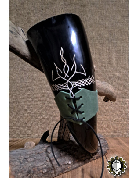 Tahalí in pelle per corno, colore verde