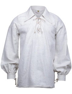 Camicia medieval in lino modello Sawyer, bianco naturale