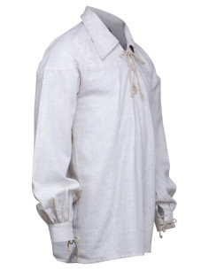Camicia medieval in lino modello Sawyer, bianco naturale 2