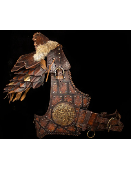 Pettorale in pelle nera modello Barbaro